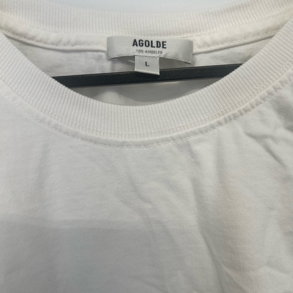 Agolde Della Asymmetric T-Shirt In White - Picture 4 of 8
